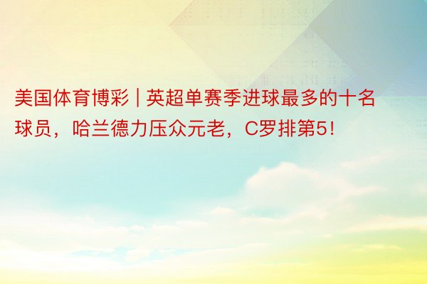 美国体育博彩 | 英超单赛季进球最多的十名球员，哈兰德力压众元老，C罗排第5！
